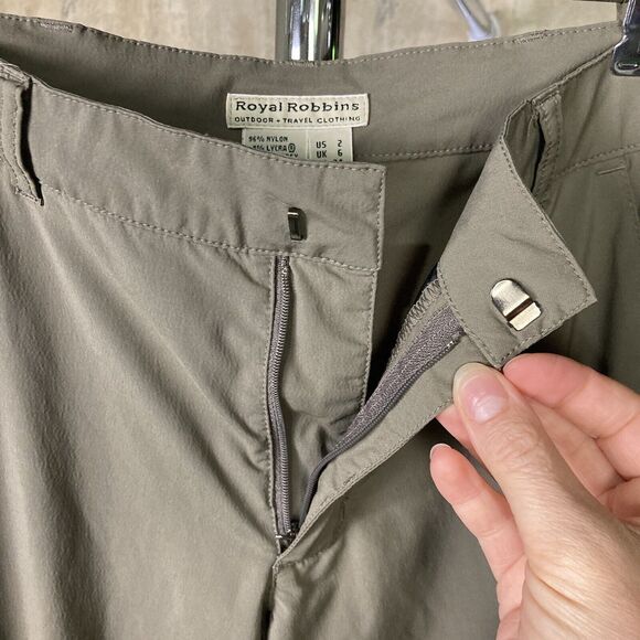 Royal Robbins Capri Pants Womens Sz 2 Olive Green Stretch Hiking Nylon Outdoors - Picture 4 of 13